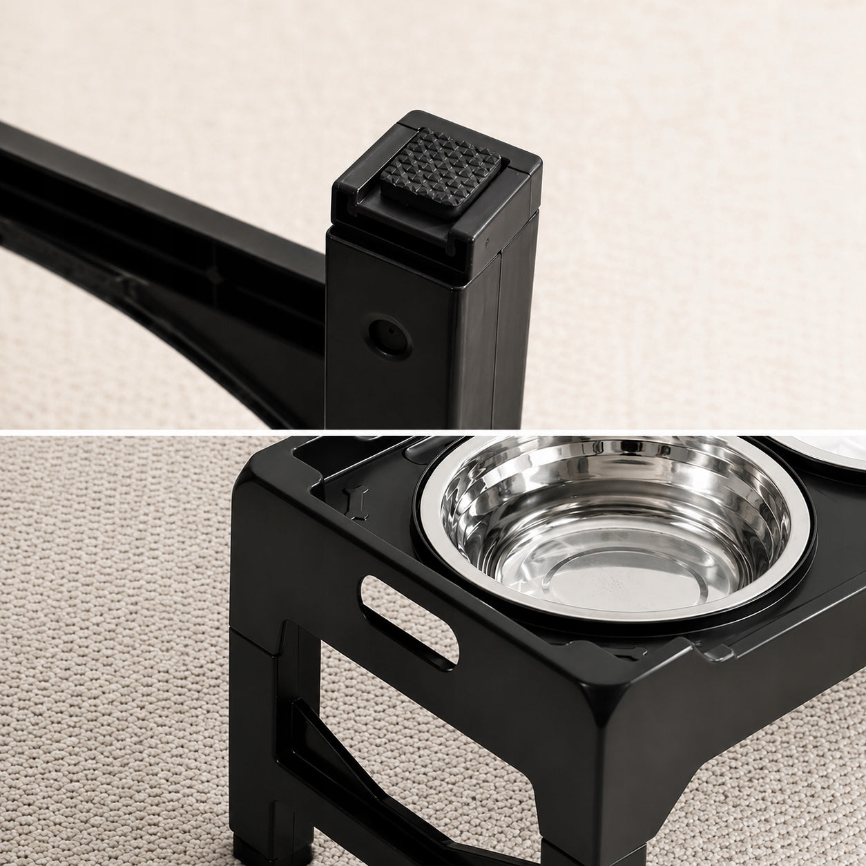 BOWLS ON STAND Adjustable Double Bowl Large Slowing For Dog Color black