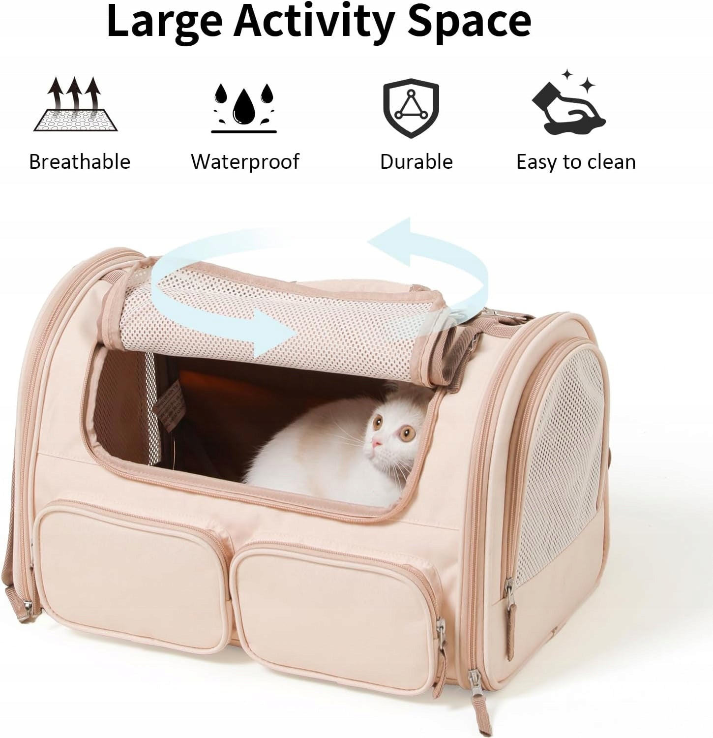 BOX CARRY BAG FOR PET RABBIT CAT DOG UP TO 22KG PINK Product width 44.5 cm