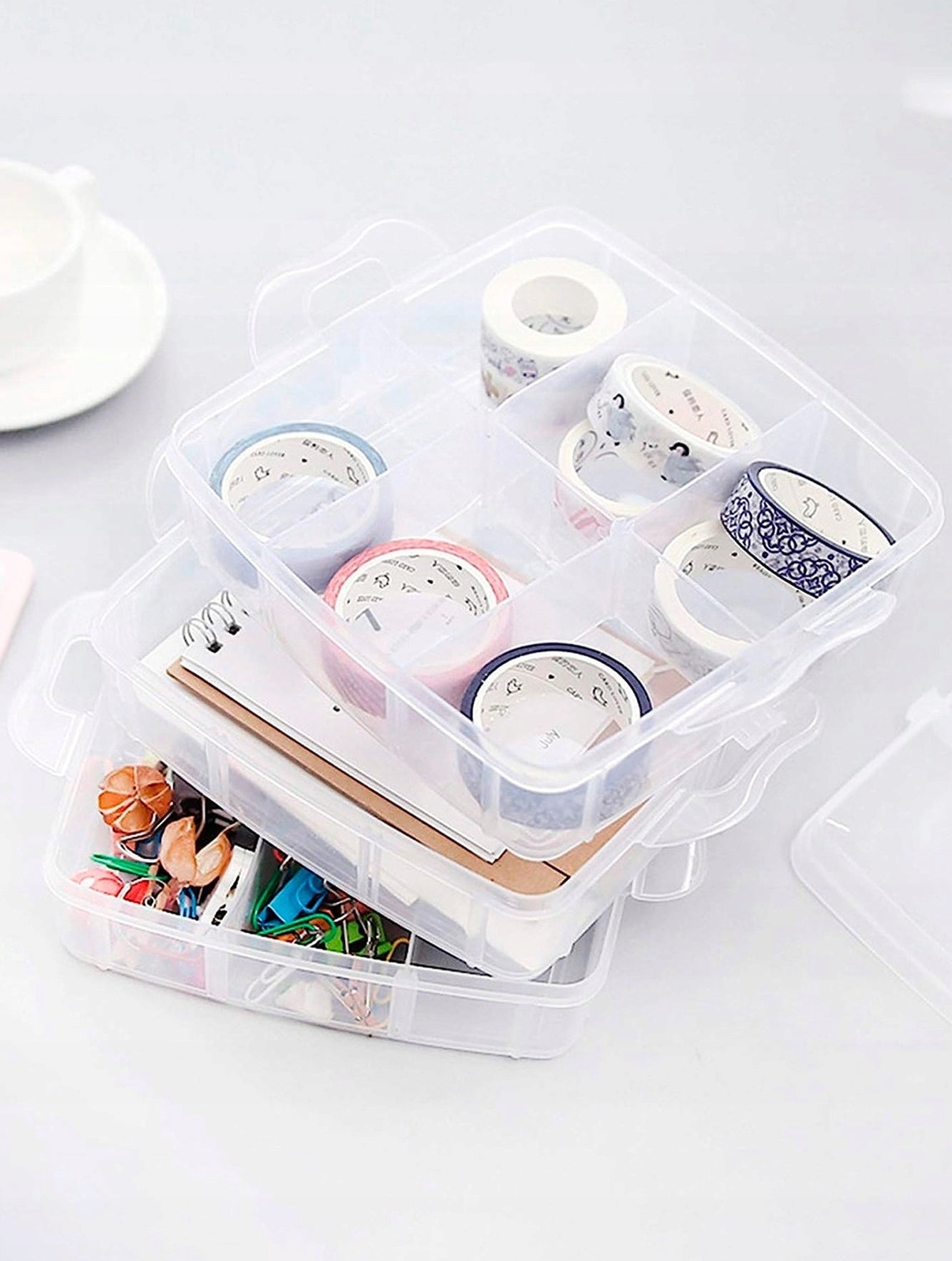 BOX CONTAINER ORGANIZER 3-TIER PLASTIC UNIVERSAL Kind closed organizer