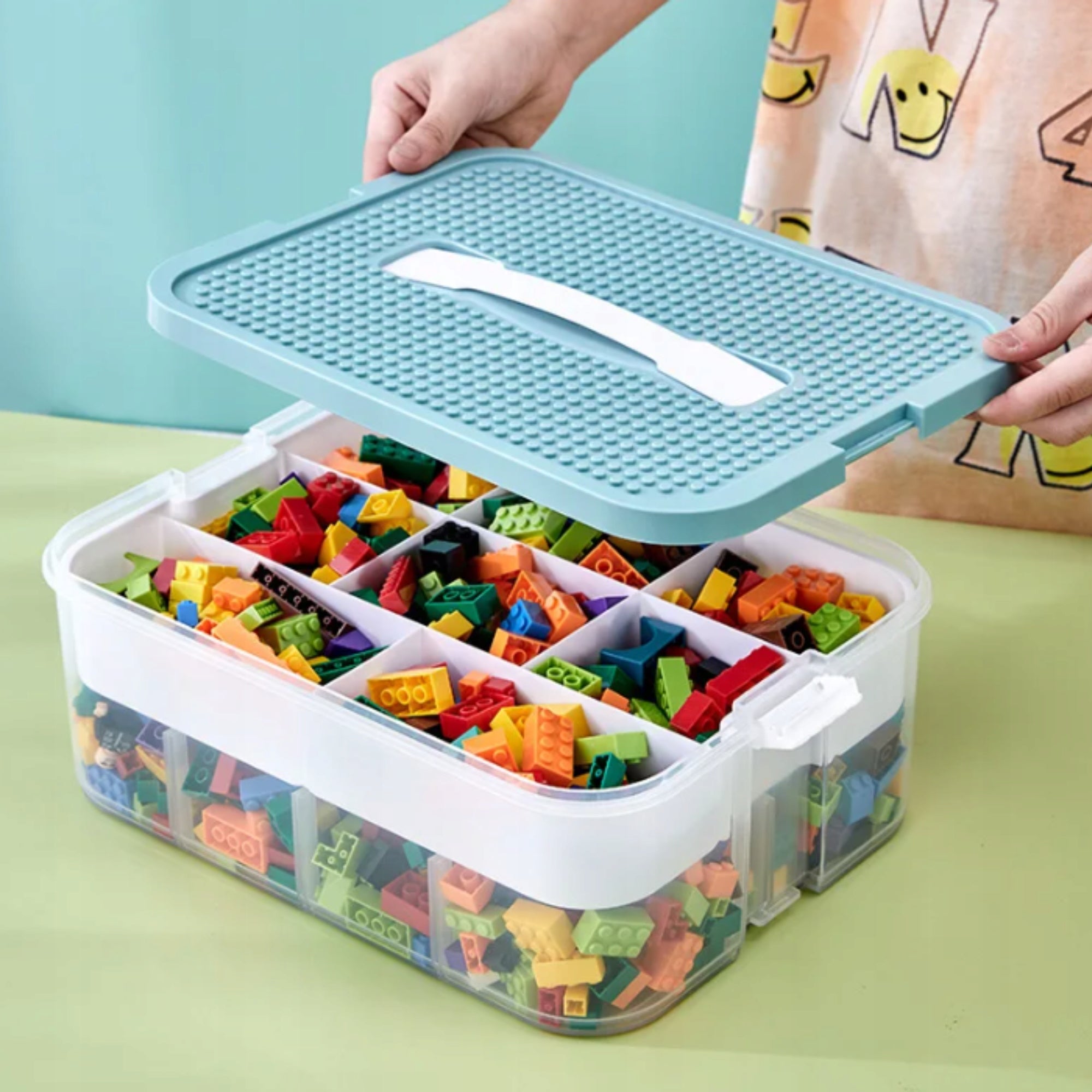 BOX ORGANIZER FOR BUILDING BLOCKS compatible with LEGO 29 L Manufacturer code SOLIDNY WYGODNY ŁADNY