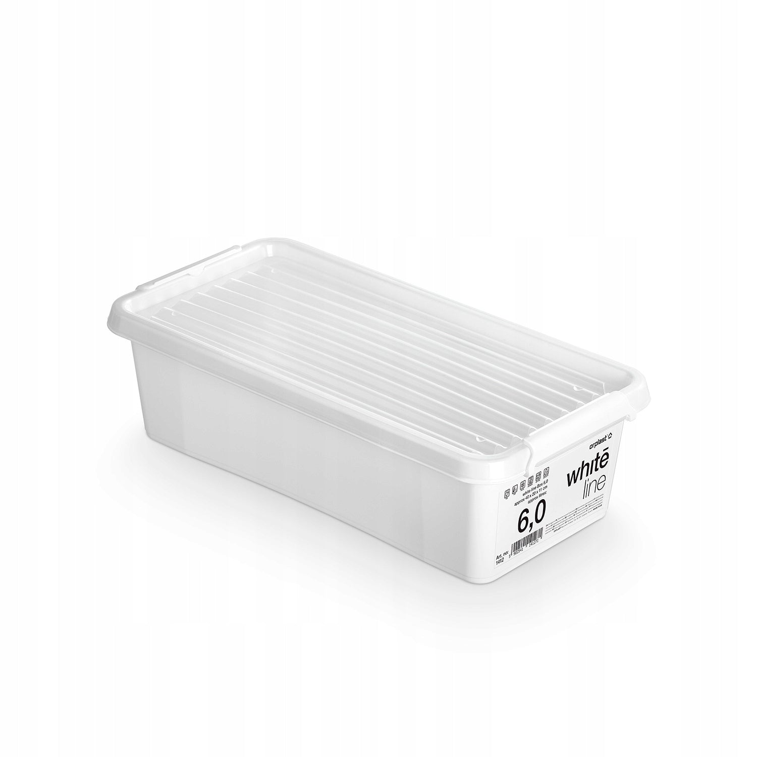 BOX PLASTIC CONTAINER 6 L WITH LID WHITE SOLID UNIVERSAL