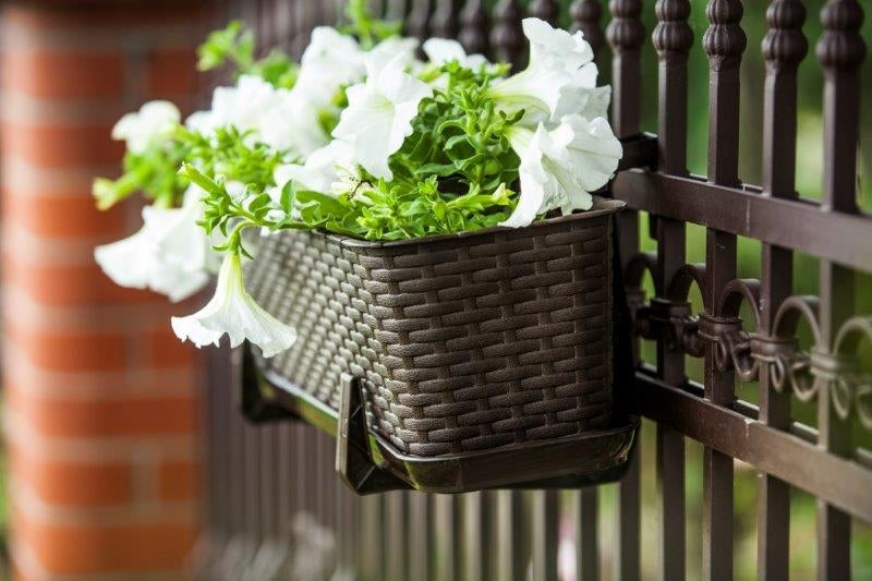 BOX balcony pot 60 x 17 cm plastic RATTAN BRONZE Verdenia Material synthetic material