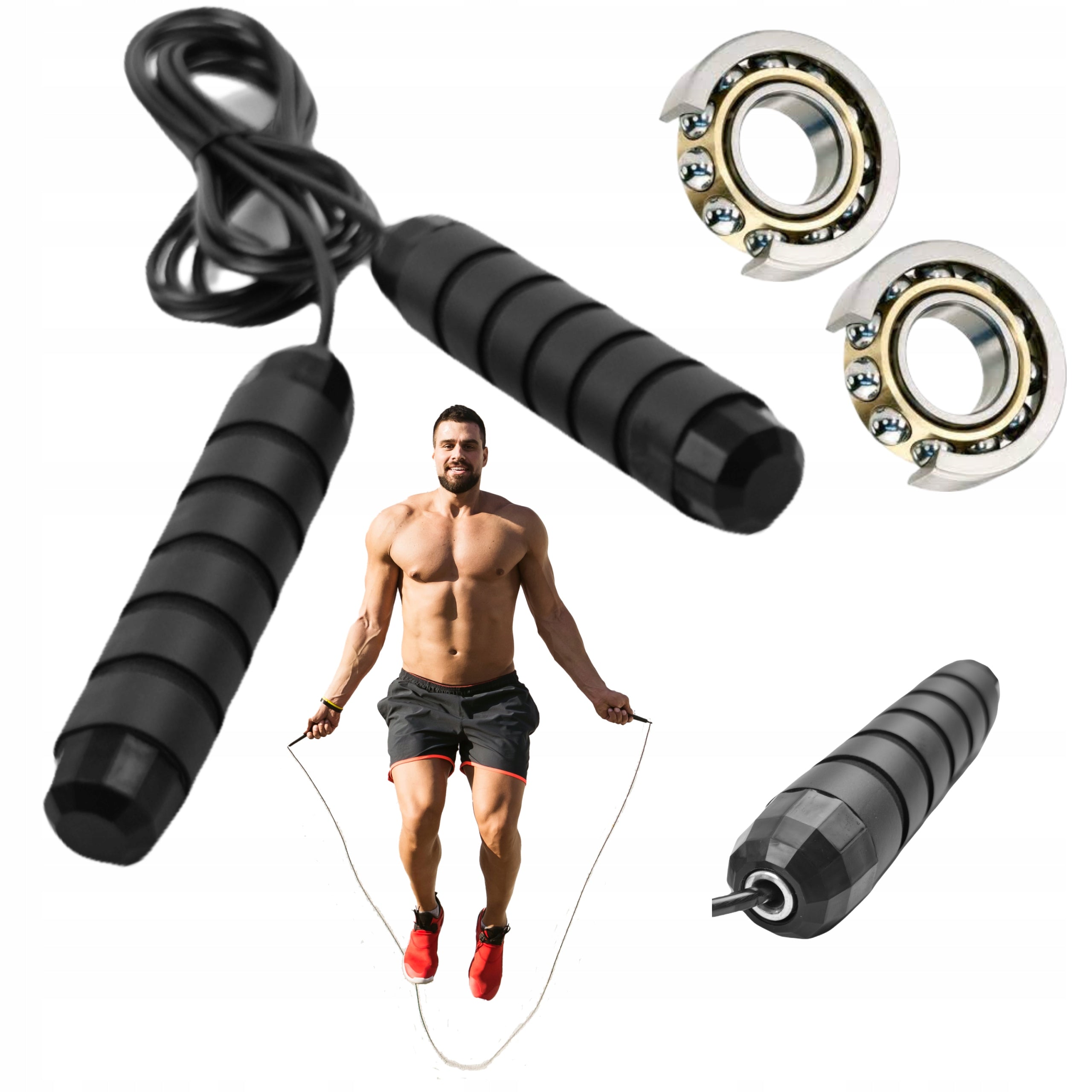 BOXING JUMP ROPE ADJUSTABLE CROSSFIT BEARINGS black 2,8m PROFESSIONAL