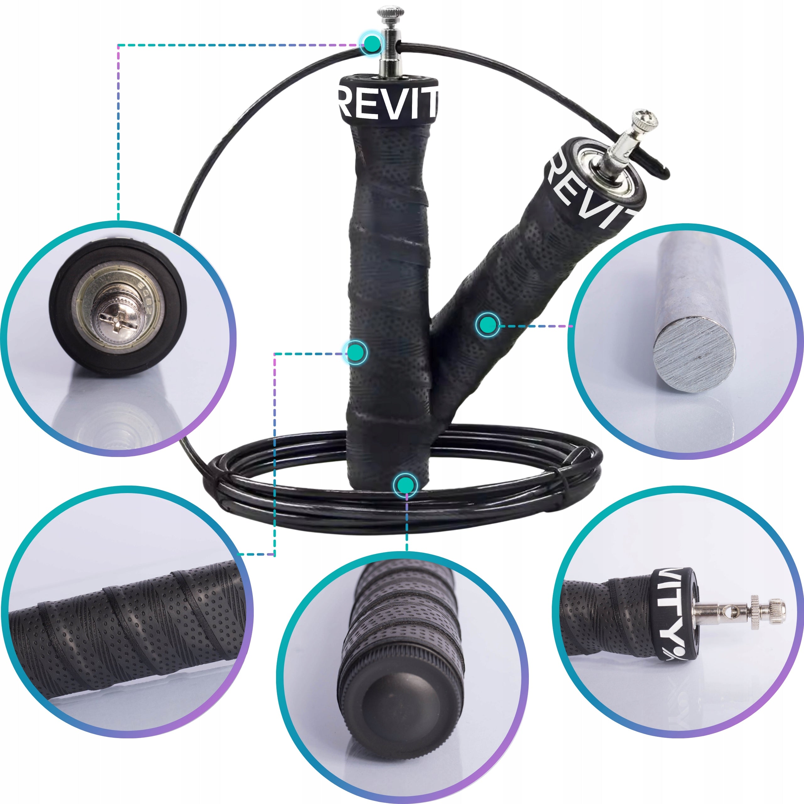 BOXING JUMP ROPE ERGONOMIC ADJUSTABLE WITH BEARINGS AND LOAD 300 CM Brand Revity