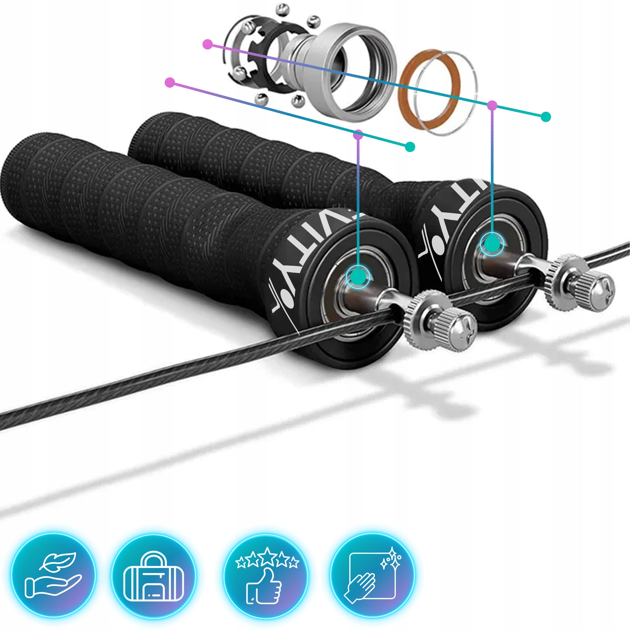 BOXING JUMP ROPE ERGONOMIC ADJUSTABLE WITH BEARINGS AND LOAD 300 CM Packaging status original