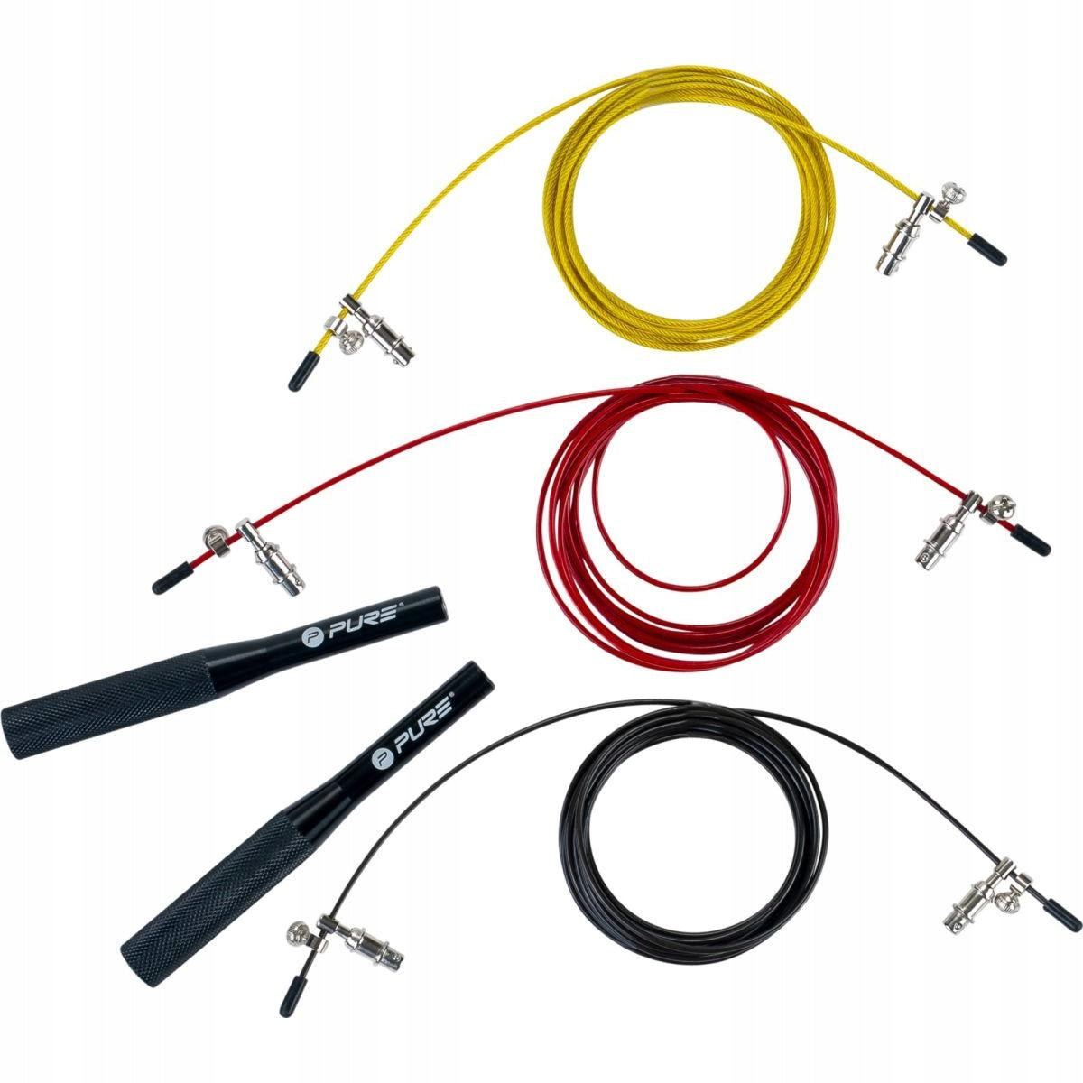 BOXING JUMP ROPE STEEL SET OF 3 INTERCHANGEABLE CABLES ADJUSTABLE 302cm PURE