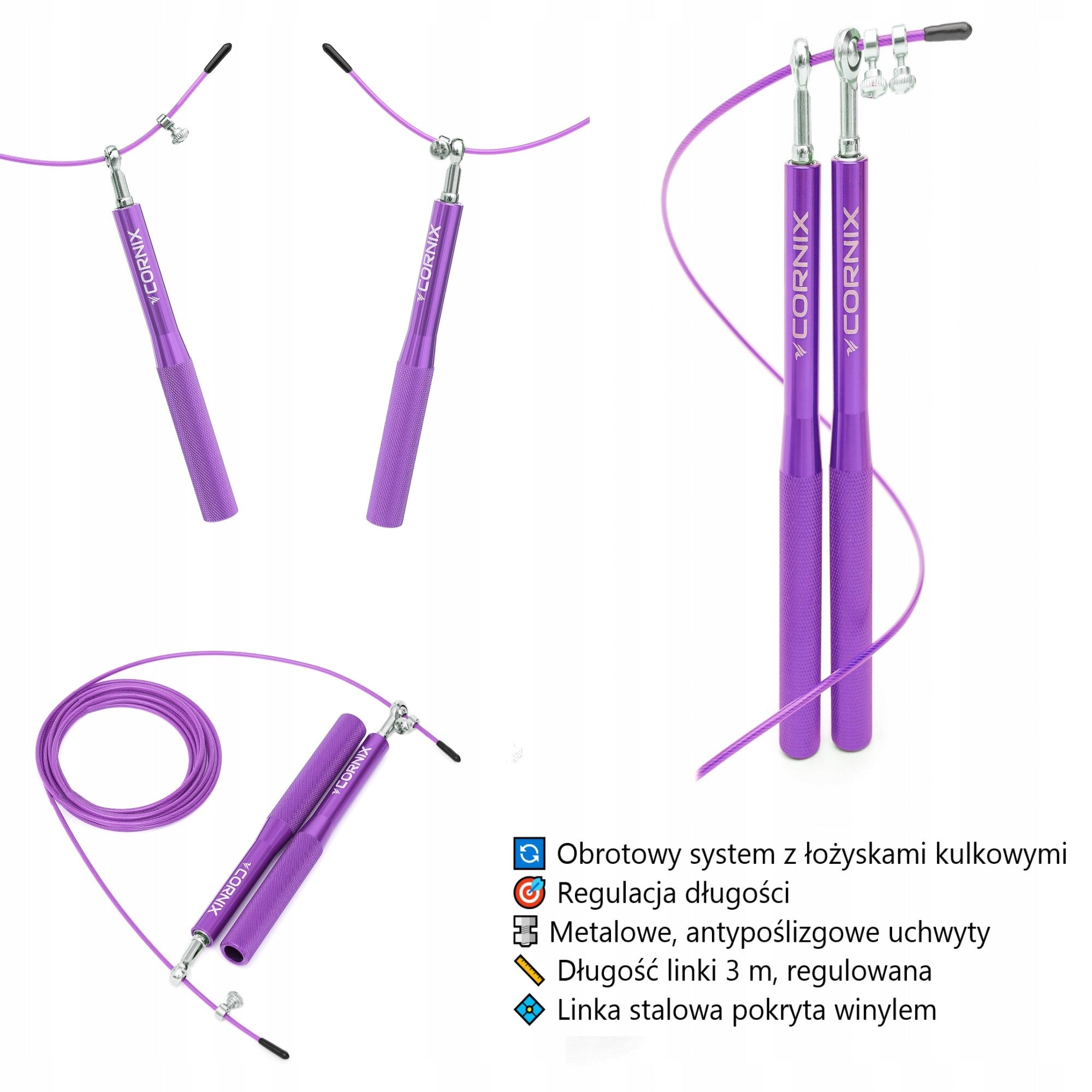 BOXING JUMP ROPE WITH CROSSFIT BEARINGS ADJUSTABLE STEEL 3m CORNIX Brand Cornix