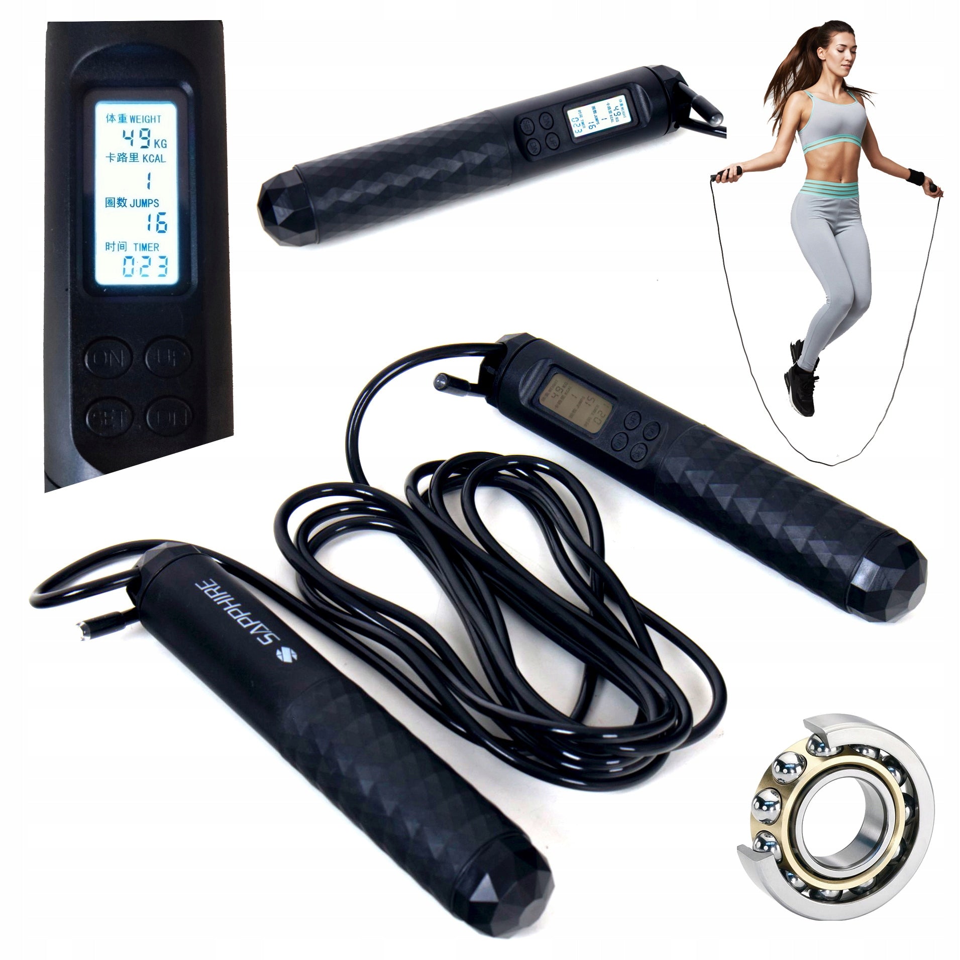 BOXING JUMP ROPE WITH TRAINING BEARINGS with fitness COUNTER LED crossfit