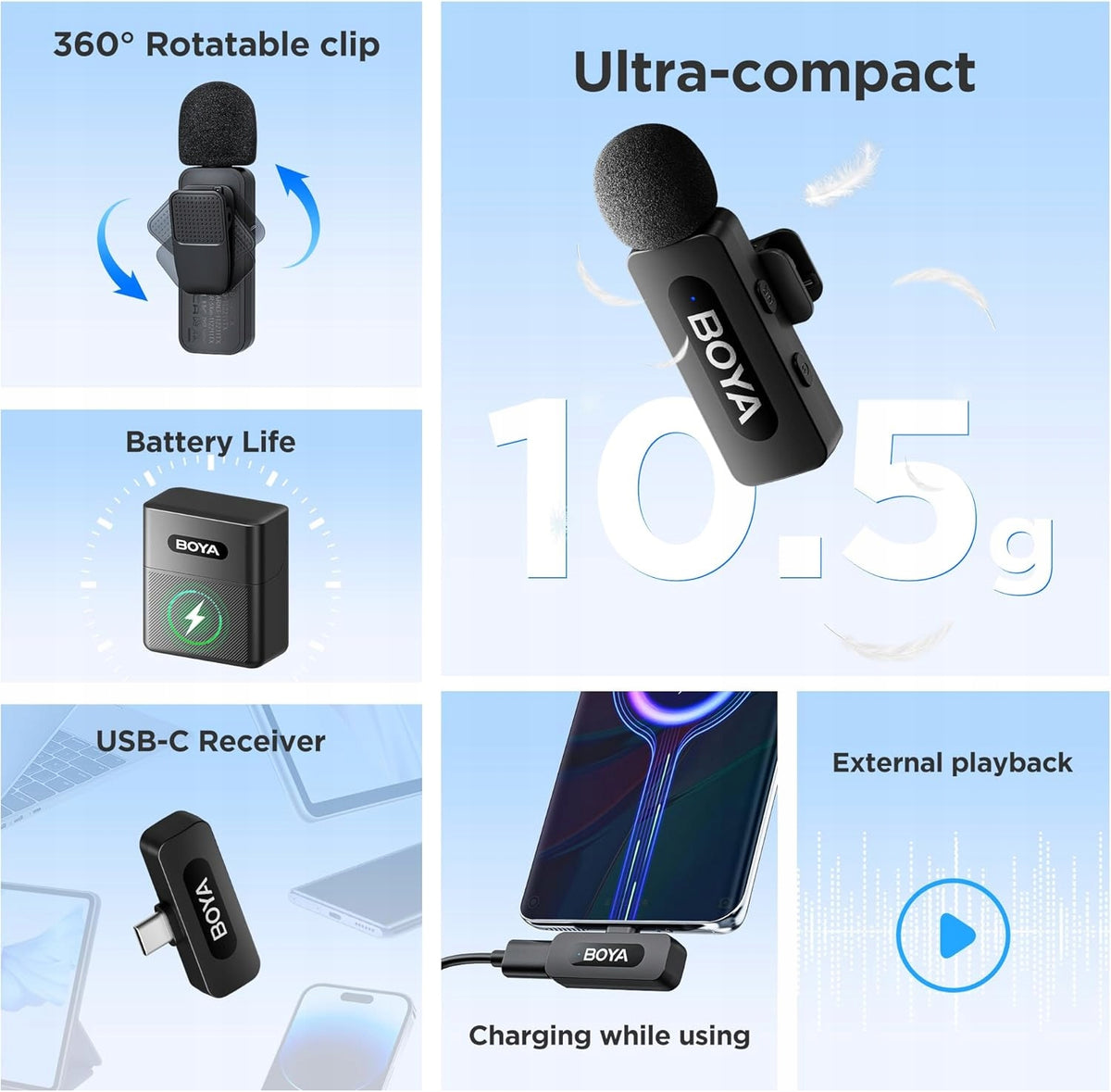 BOYA BY-V30 WIRELESS MICROPHONE 2 PIECES SET WITH USB C CHARGING CASE Manufacturer code BY-V30