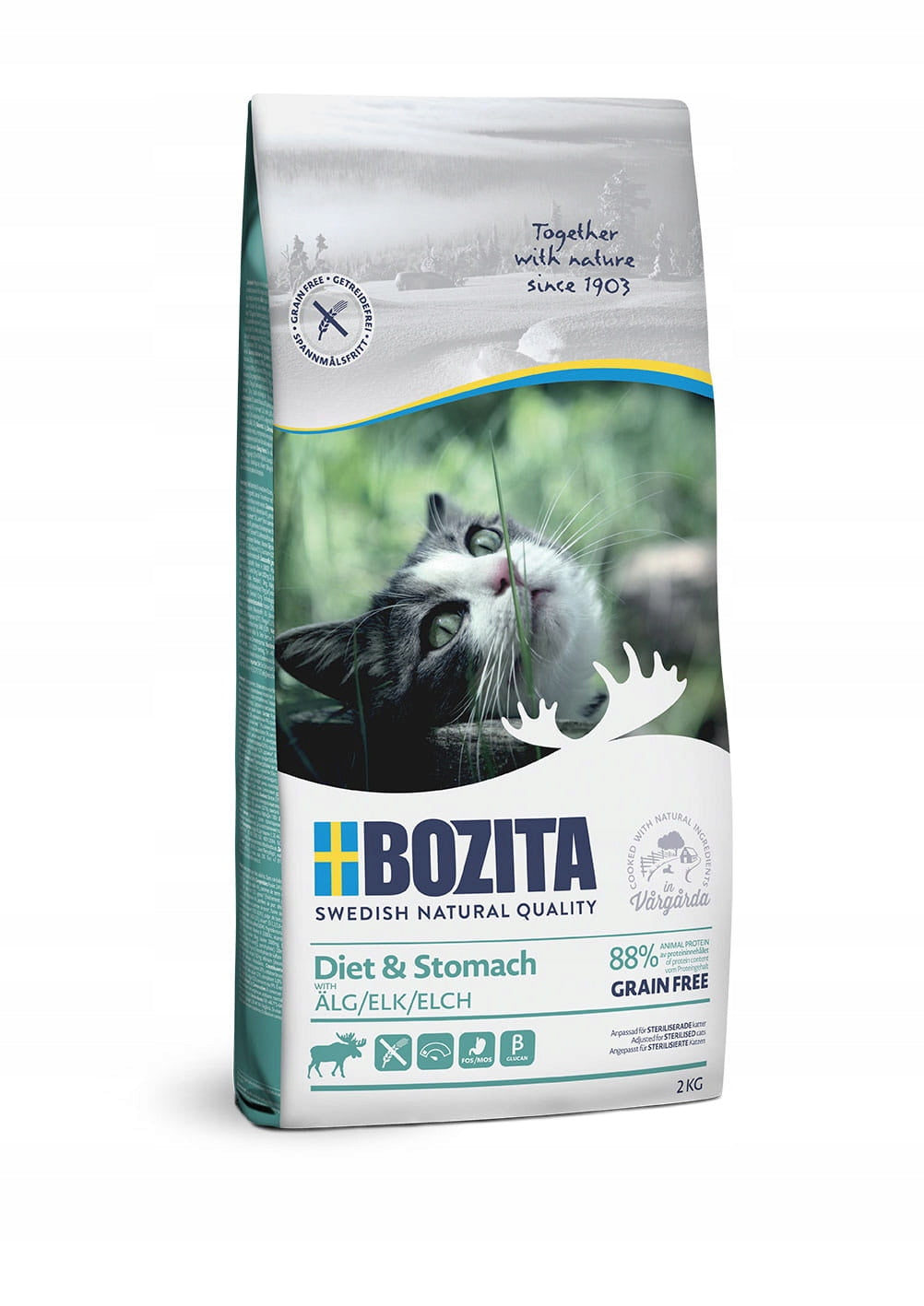 BOZITA Dry cat food Diet Stomach MOOSE WITHOUT GRAINS for sensitive 2kg Manufacturer code 7311030314214
