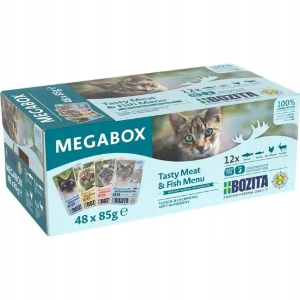 BOZITA cat sachets MIX OF FLAVORS in Megabox sauce 48x85g
