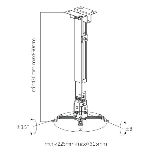 BRACCIO SUPPORTO MURO SOFFITTO Product weight with unit packaging 0.1 kg