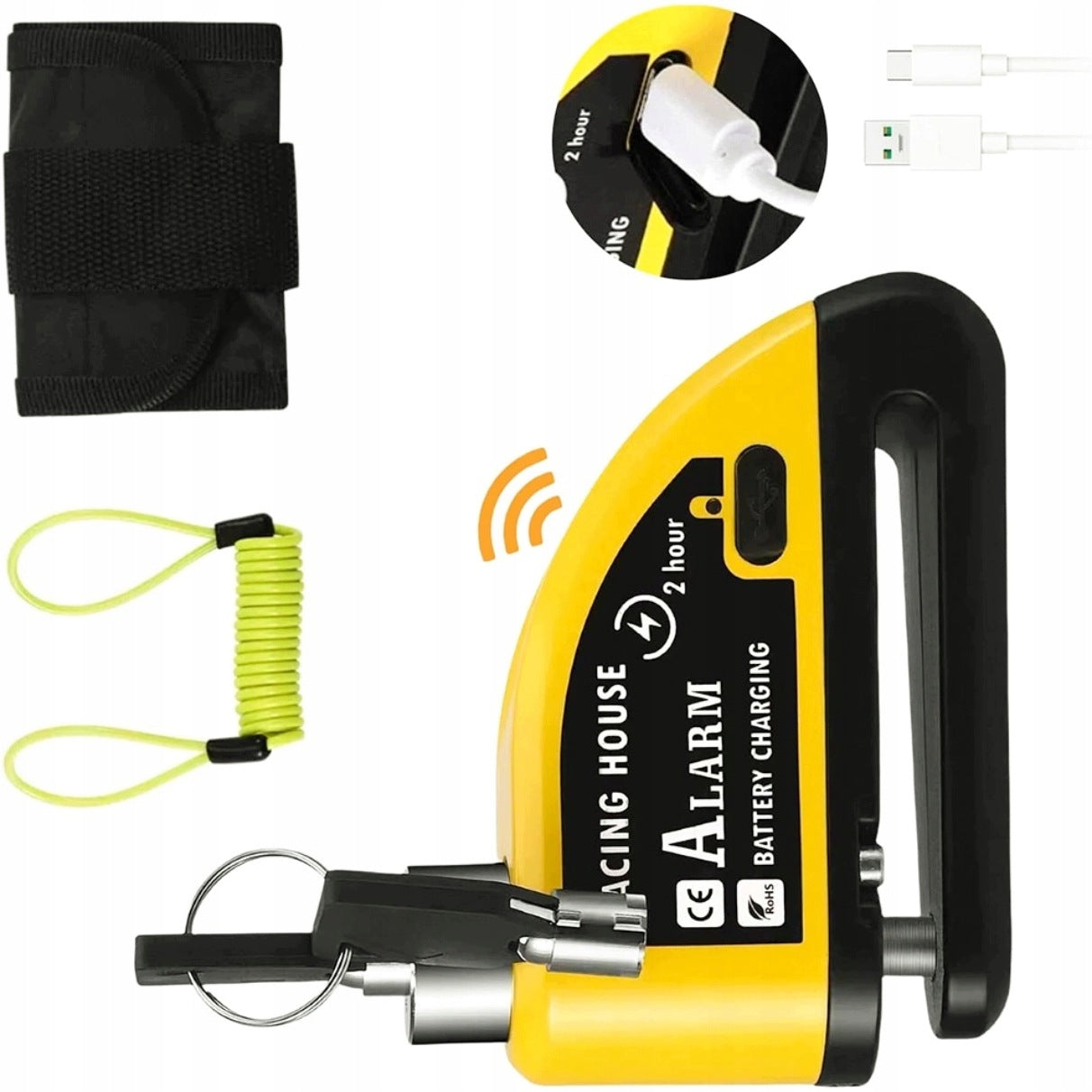 BRAKE DISC LOCK WITH 110dB ALARM!! MOTORCYCLE BIKE SCOOTER Packaging status original