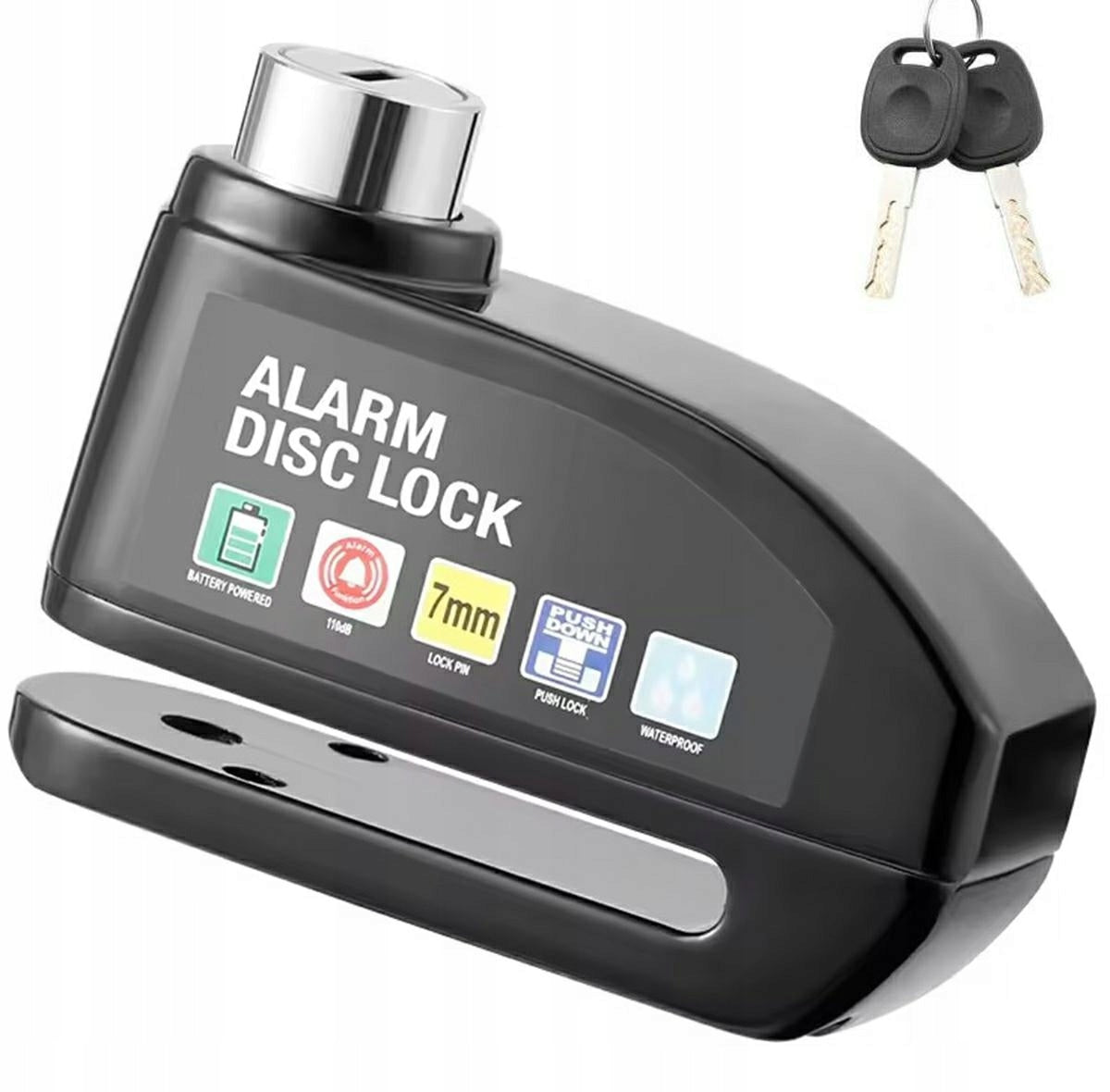 BRAKE DISC LOCK WITH ALARM 110DB LOUD BICYCLE PROTECTION Manufacturer code blokada koła