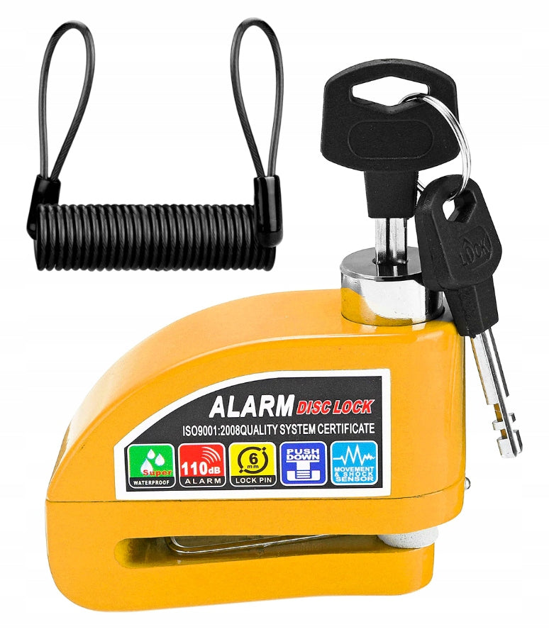 BRAKE DISC LOCK WITH ALARM ANTI-THEFT MOTORCYCLE YELLOW