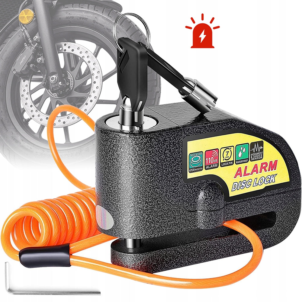 BRAKE DISC LOCK WITH ALARM FOR MOTORCYCLES AND BICYCLES WATERPROOF