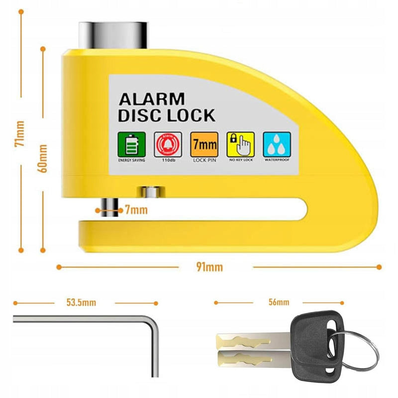 BRAKE DISC LOCK WITH KEY ALARM FOR MOTORCYCLE BIKE DISC LOCK Weight 282 g