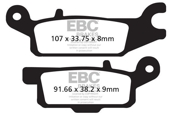 BRAKE PADS MOTO. YAMAHA YFM 550 FWA GRIZZLY IRS (11-14) EBC FA445TT