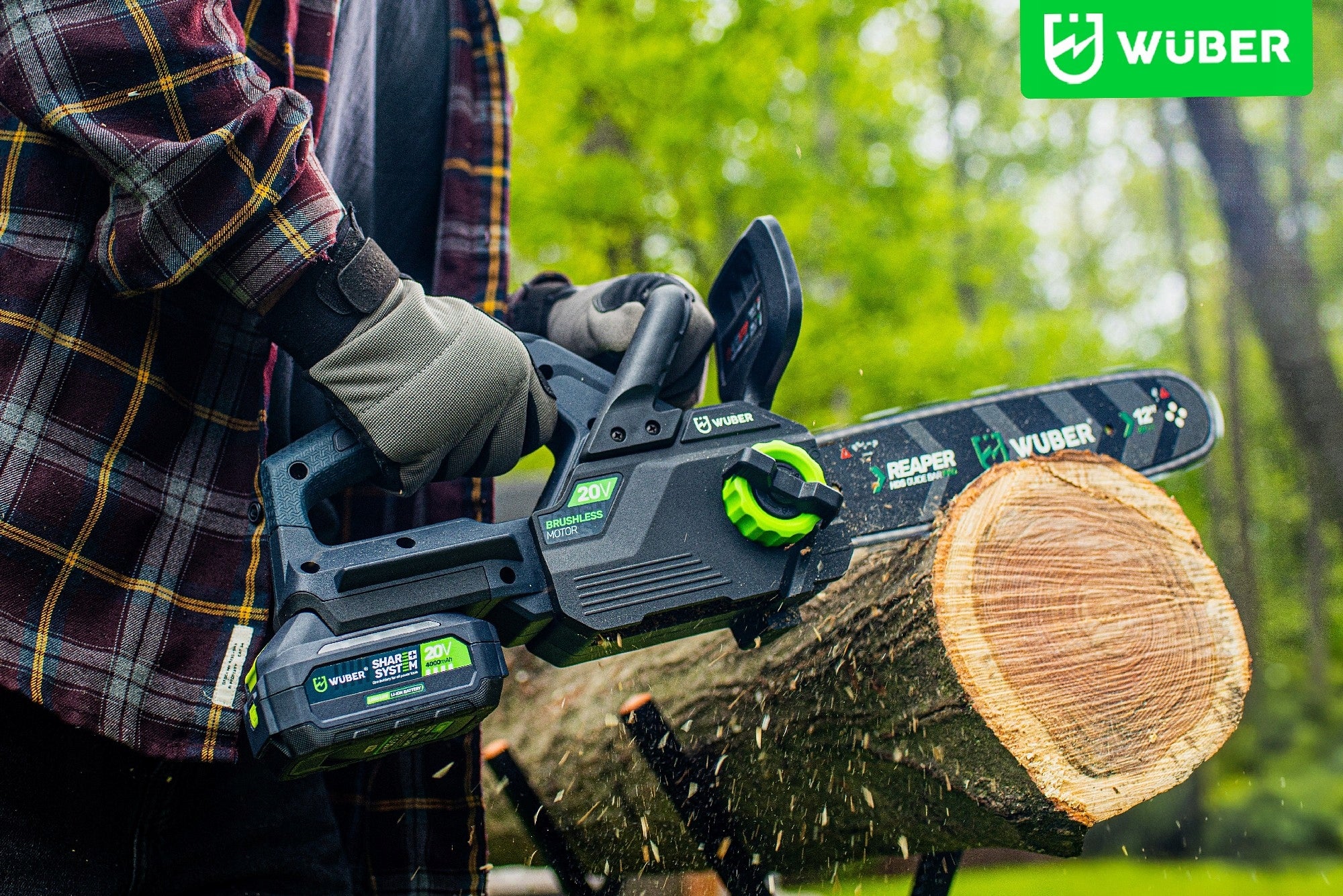 BRANCH CHAINSAW 12" CORDLESS 2 BATTERIES WOOD SAW Brand Wuber