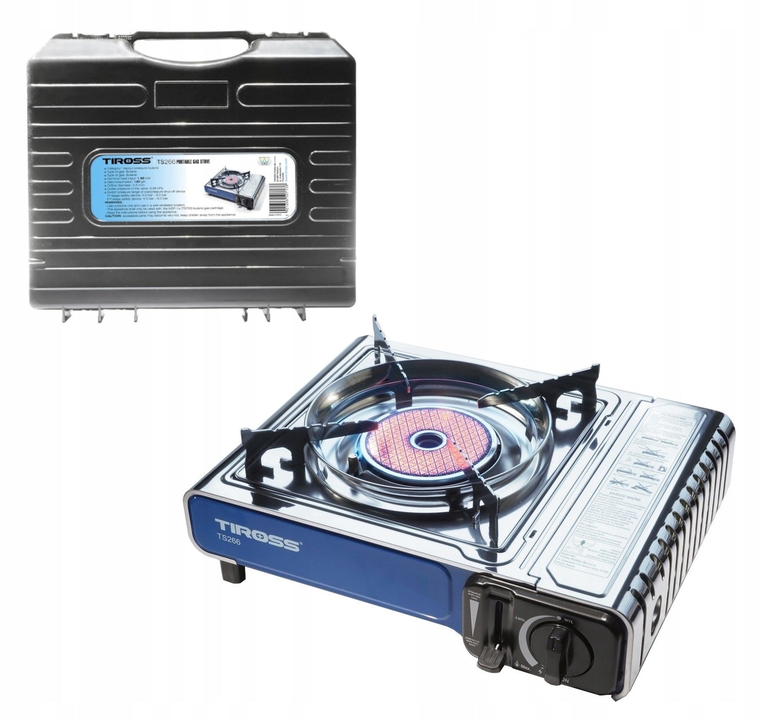 BRANDED TOURIST STOVE TIROSS TS -266 CERAMIC SILVER STRONG 1650 W