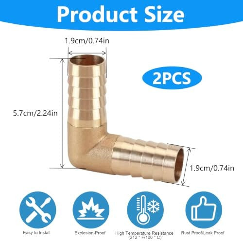 BRASS ANGLE FITTING 19 MM FOR HOSES 90 CONNECTION L 2 PCS. steel Manufacturer code Bez marki