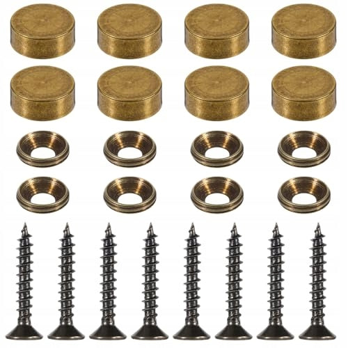 BRASS SCREWS WITH DECORATIVE CAP FOR CABINET MIRROR FURNITURE 8 PCS. Brand no brand