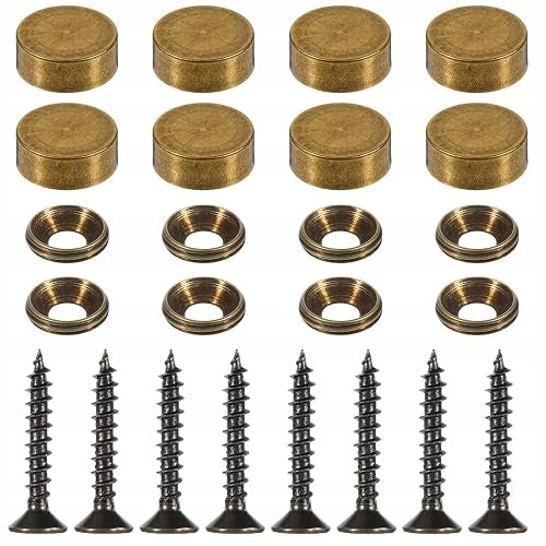 BRASS SCREWS WITH DECORATIVE CAP FOR CABINET MIRROR FURNITURE 8 PCS.