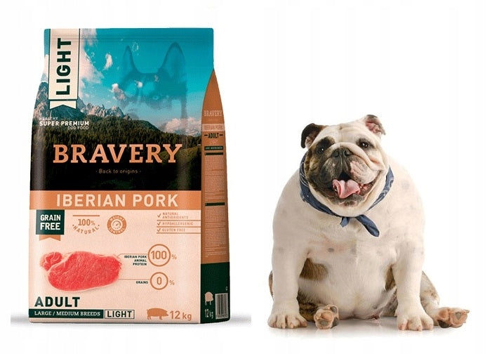 BRAVERY LIGHT 12kg Iberian Pork Grain Free Dog Food Packaging status original