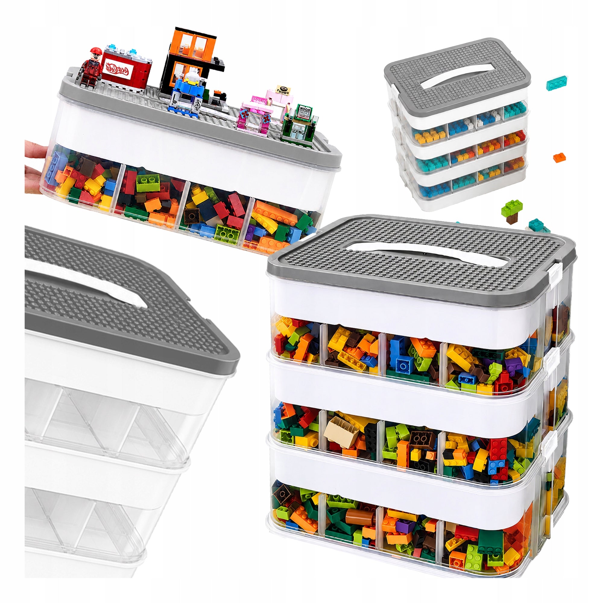 BRICK CONTAINER 3-STOREY ORGANIZER WITH COMPARTMENTS 22 L GREY ORGANIZER Packaging status original