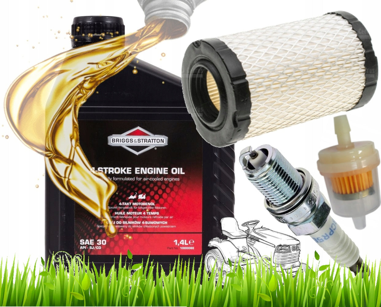 BRIGGS&STRATTON SERVICE KIT OIL FOR MOWER 4-STROKE SAE30 1,4L + FILTERS