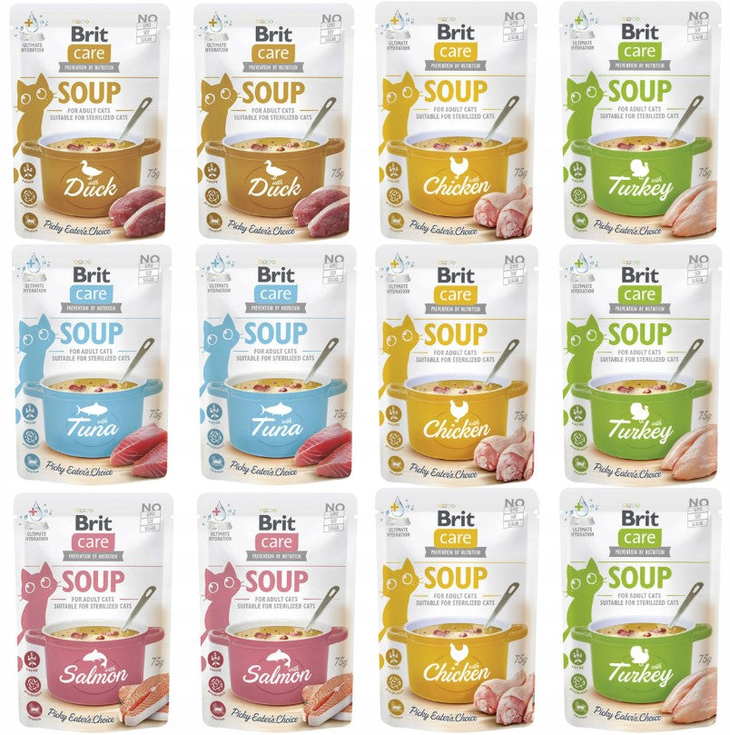 BRIT CARE SOUP cat soup wet food mix of flavors 12 x 75g
