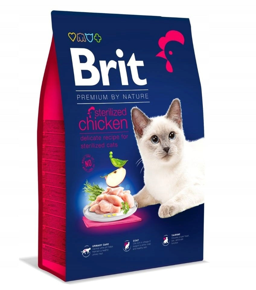 BRIT Cat Premium by Nature Sterilised chicken 8 kg for cat after sterilization