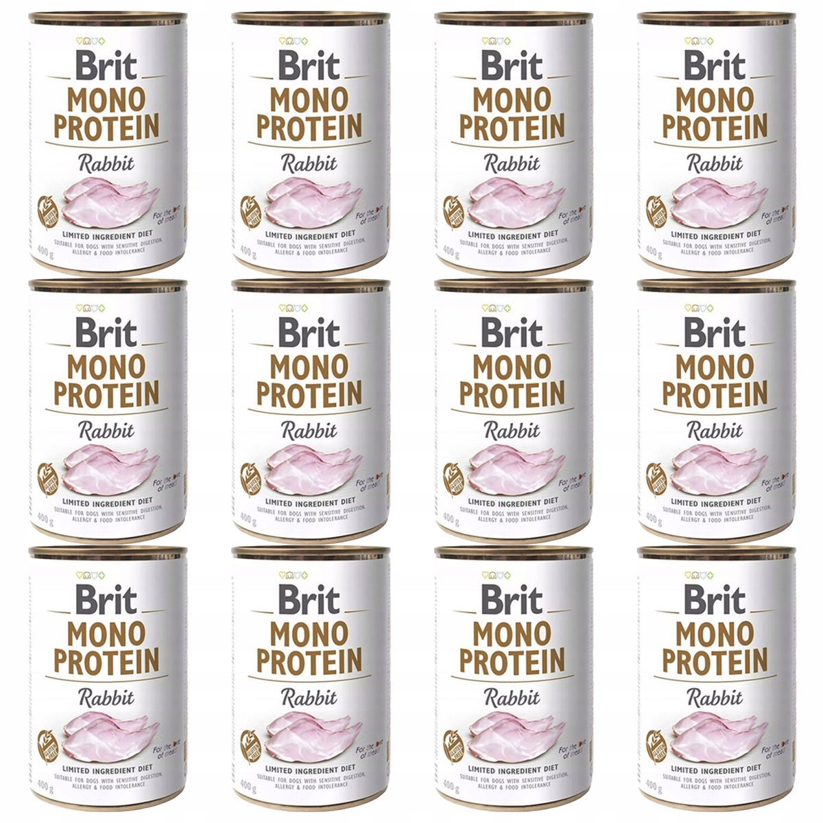 BRIT MONO Protein Wet Dog Food Rabbit 12 x 400g Monoprotein