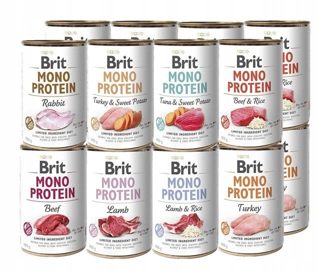 BRIT Mono Protein Wet Dog Food MIX flavors 16x400g HYPOALLERGENIC