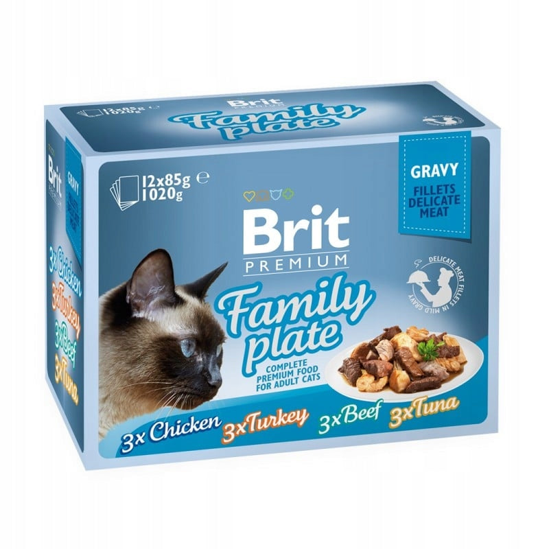 BRIT Premium by Nature Cat Delicate Fillets in Gravy Family Plate 12x85g