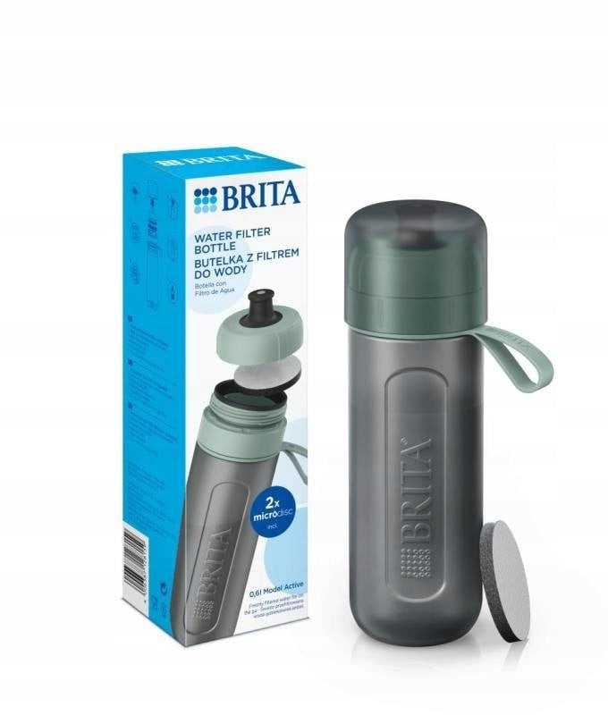 BRITA Filter bottle Fill&Go Active 600 ml + 2 filters MicroDisc green