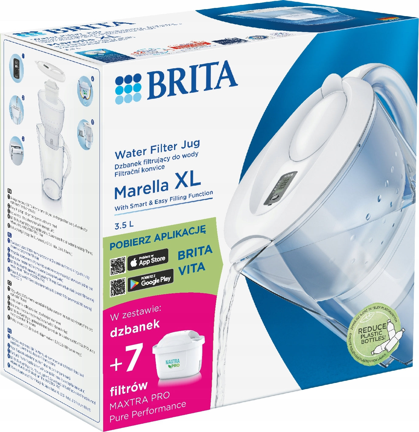 BRITA Marella XL filter jug white 7x MAXTRA Pure Performance filter Dominant color white