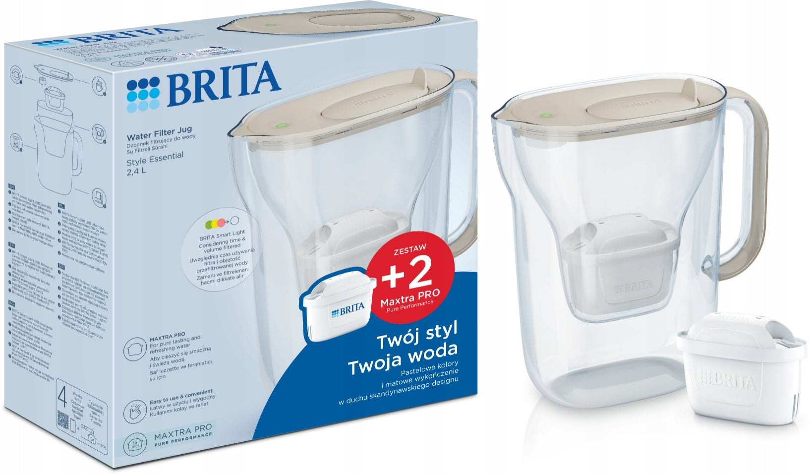 BRITA Style Essential sand filter jug,2 Pure Performance filters