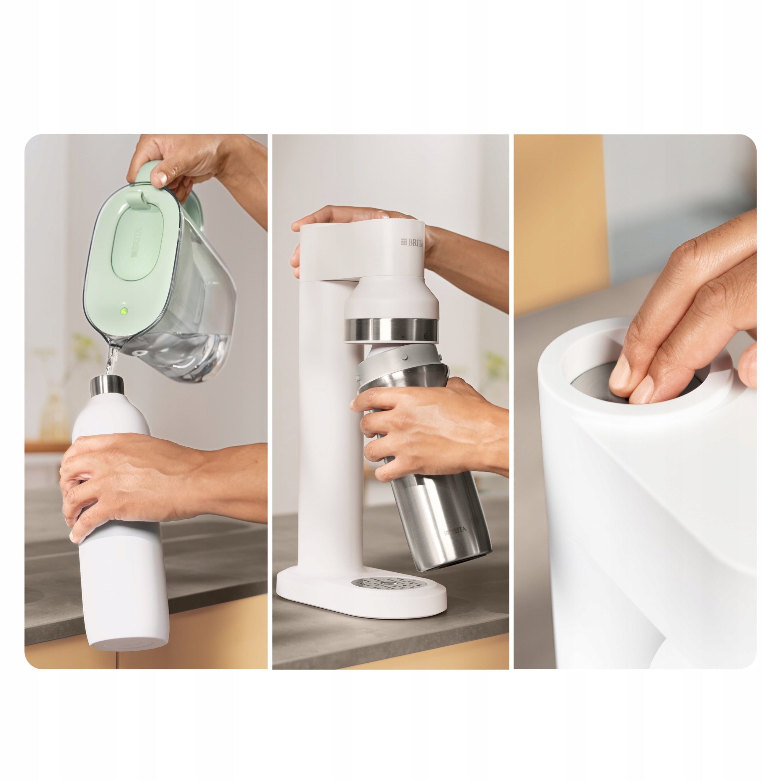 BRITA white sodaTRIO water saturator, cartridge, glass bottle and insulated Manufacturer code 1046730