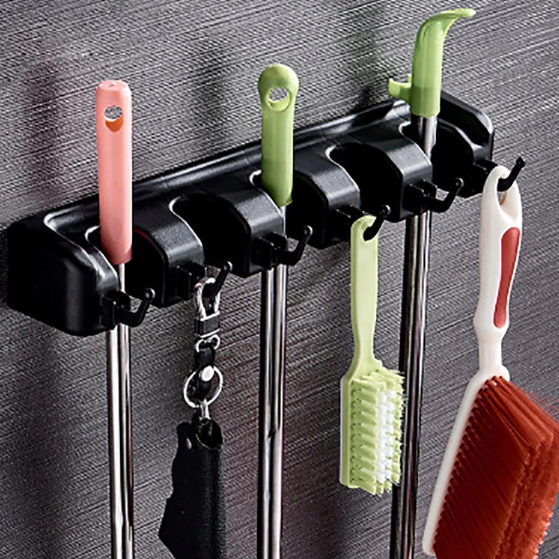 BROOM HANGER HOLDER MOP RAKE GARDEN TOOLS 5 WALL PLACES Length 40.5 cm