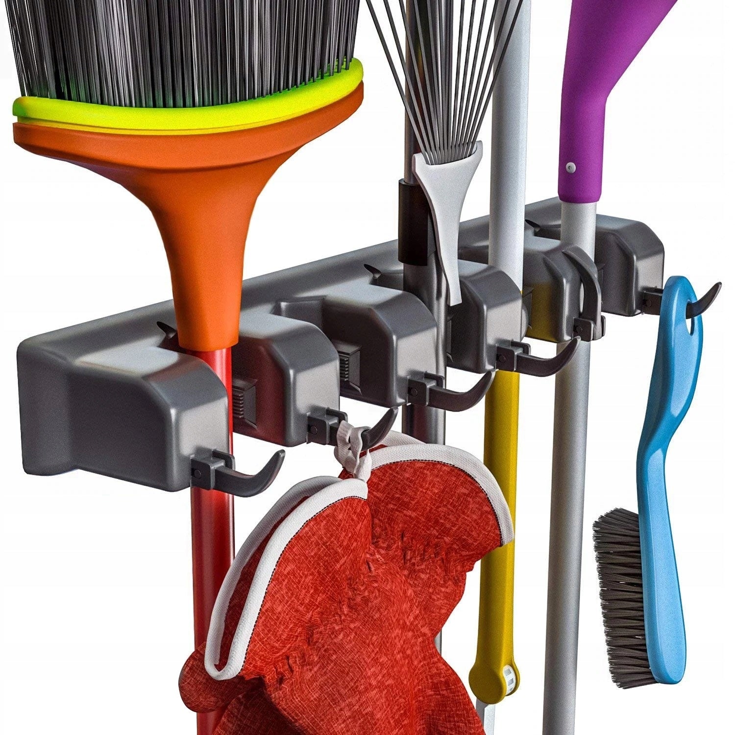 BROOM HANGER HOLDER MOP RAKE GARDEN TOOLS 5 WALL PLACES Packaging status original