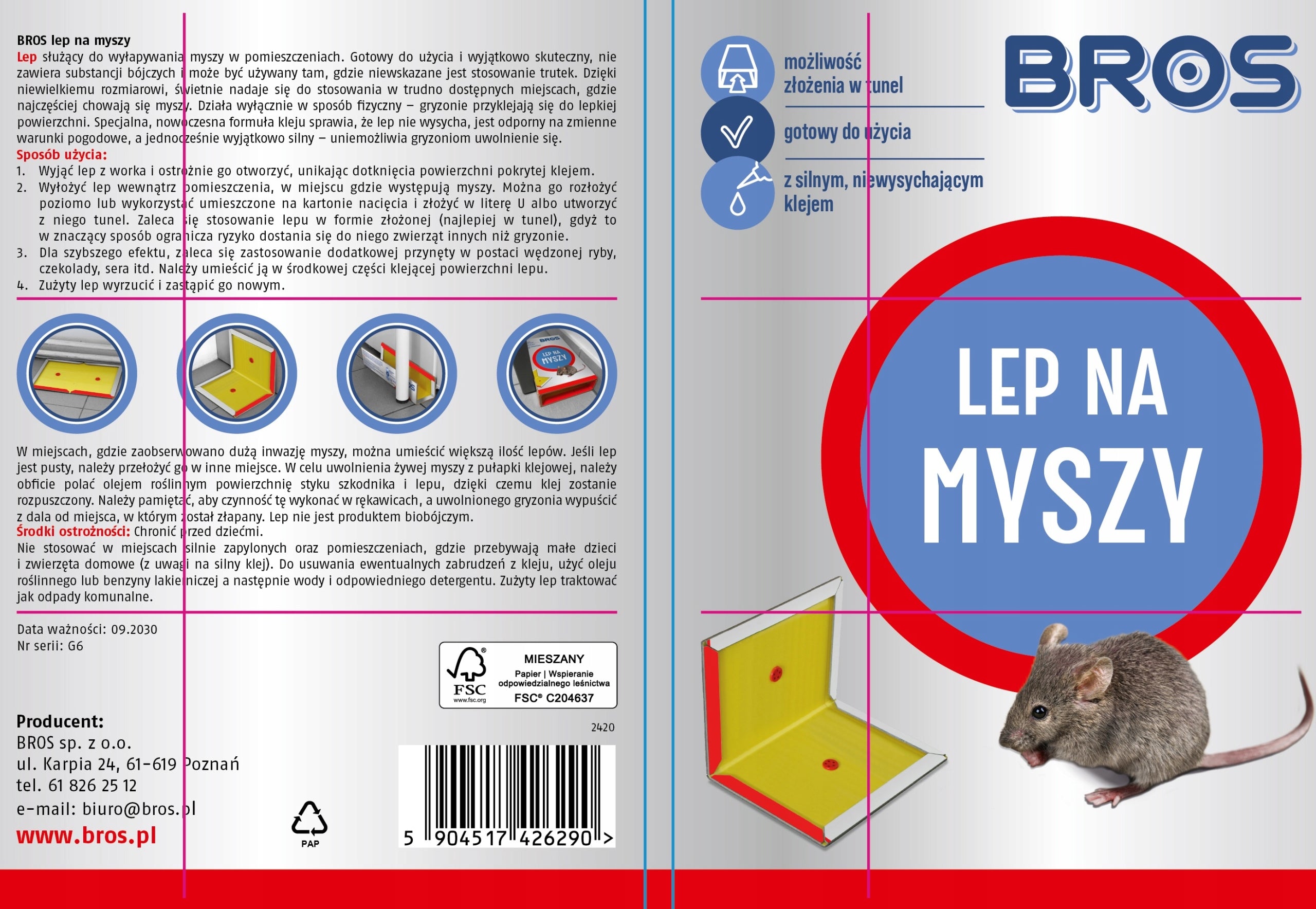 BROS Mouse stick, sticky trap 1 pc. Packaging status original