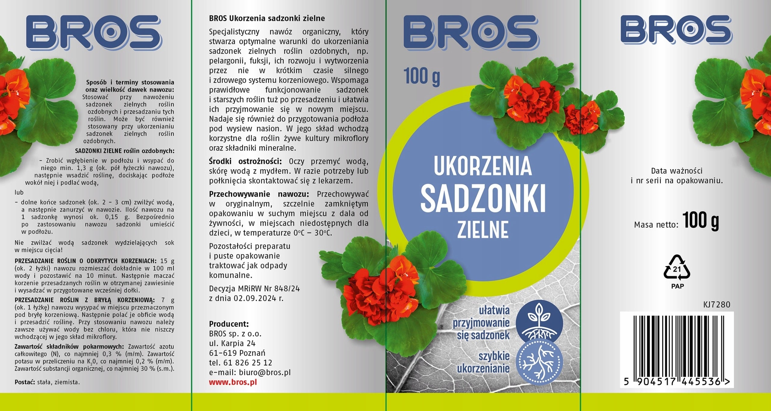 BROS Roots Herbal Seedlings, Rooter for Green Plants 100 g Packaging status original