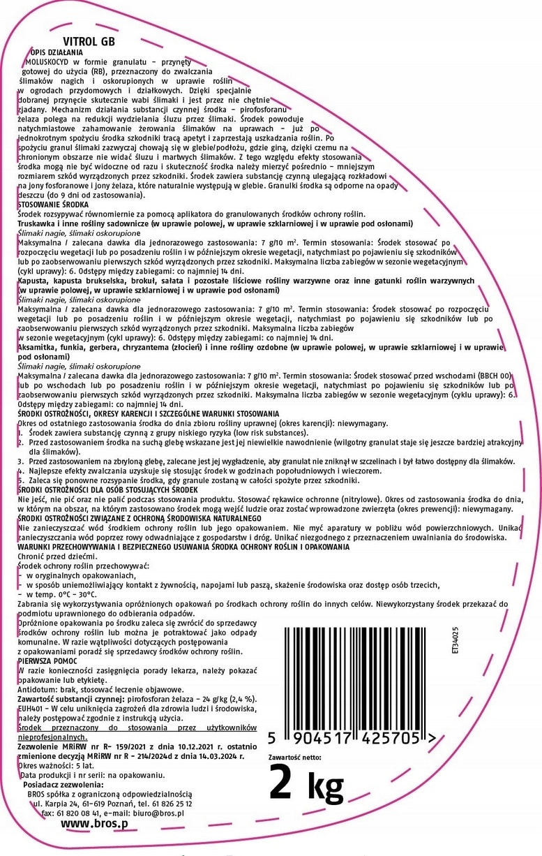BROS Vitrol GB for naked and corrupted snails 2 kg Packaging status original