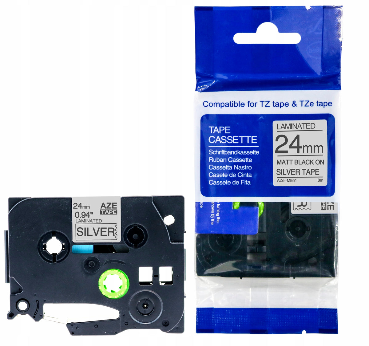 BROTHER TAPE SILVER MATT 24mm TZM951