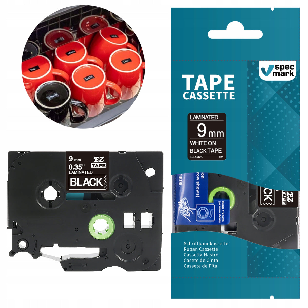 BROTHER TAPE TZ-325 9mm x 8m black/white TZe-325