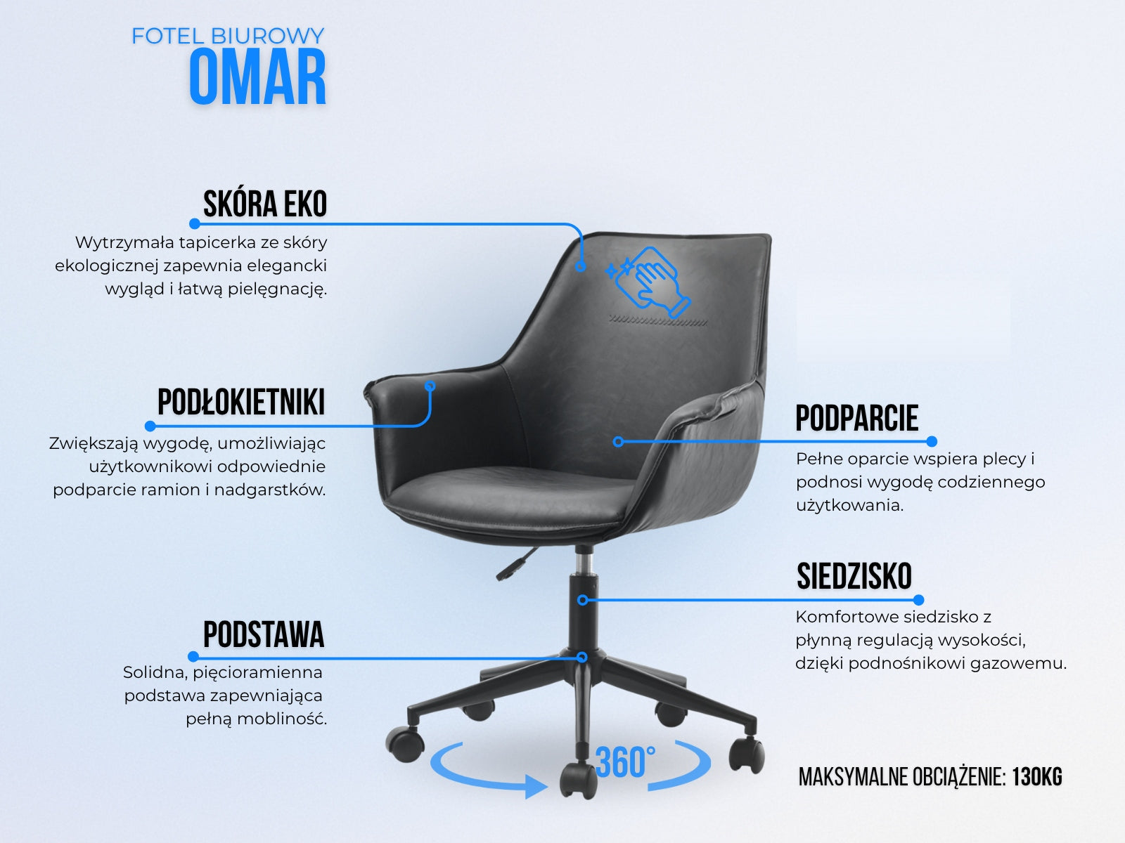 BROWN ECO LEATHER ARMCHAIR FOR OFFICE OMAR ON BLACK BASE Manufacturer code 5907698621805