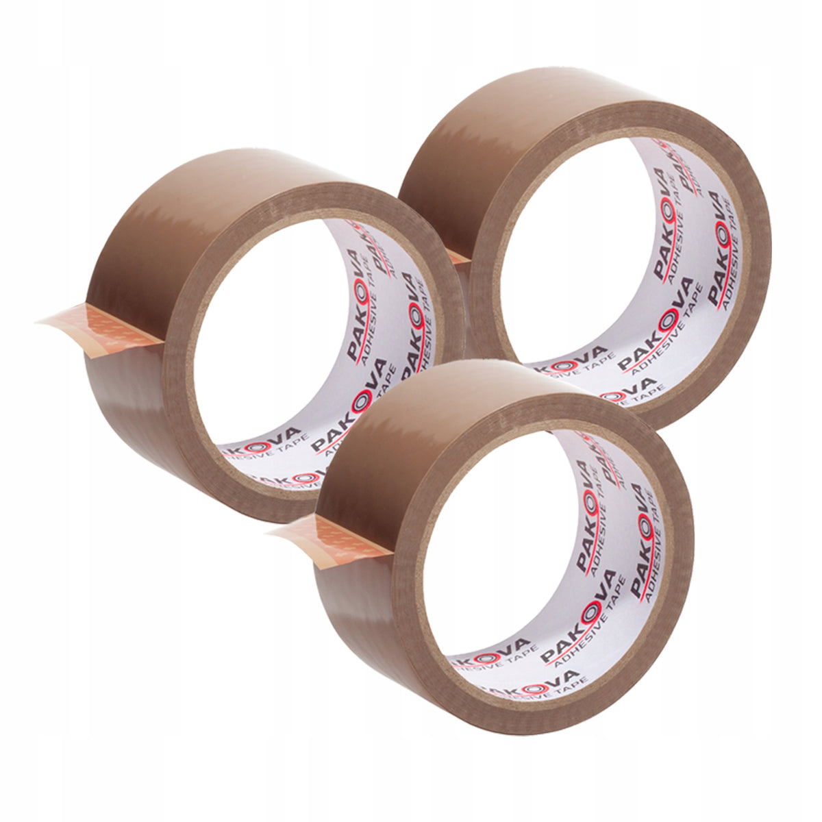BROWN PACKING TAPE 48/66y Adhesive Strong Pakova 3pack