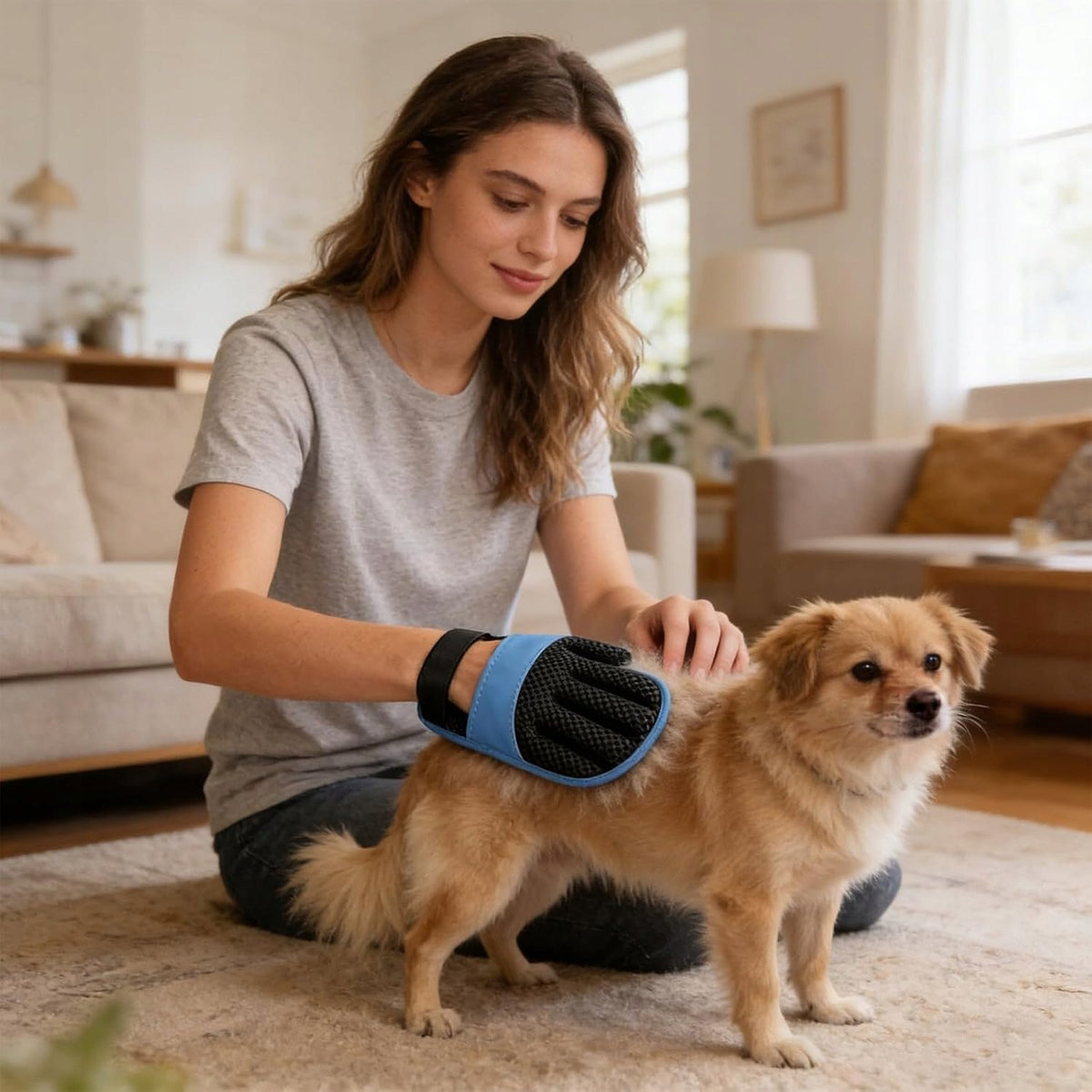BRUSH CAT DOG HAIR REMOVAL GLOVE COMBING BLUE 2PCS Packaging status original