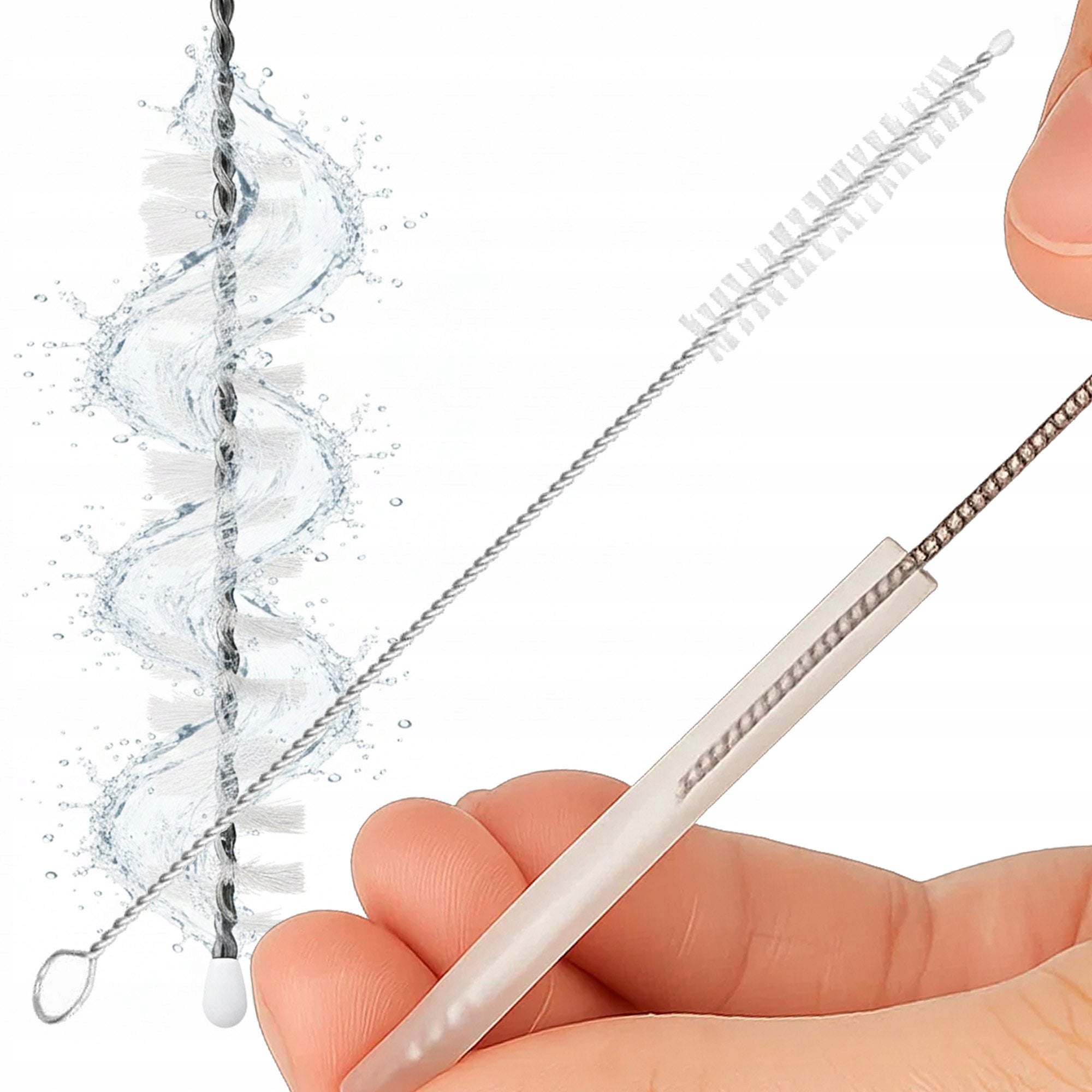 BRUSH CLEANER FOR CLEANING TUBES OF METAL STRAWS OF HOSES